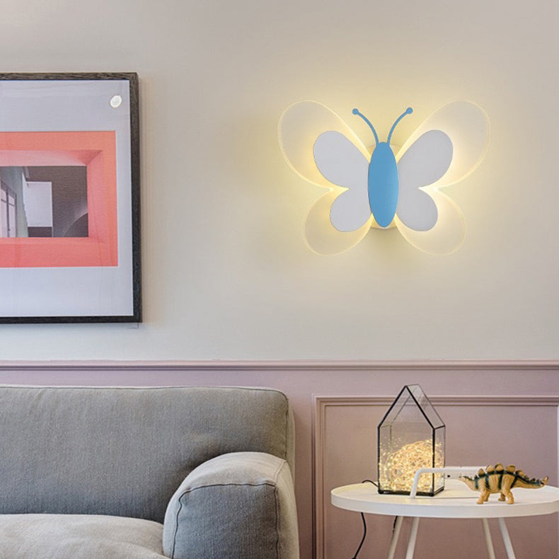 مصباح حائط LED حديدي بتصميم فراشة أكريليك معاصر إبداعي لغرفة النوم