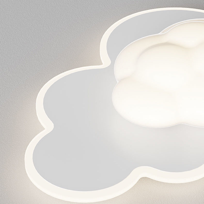 Modern Art Deco Cream Clouds Plastic Iron LED Flush Mount Ceiling Light For Living Room