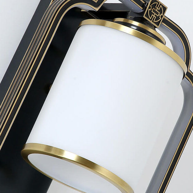 مصباح حائطي صيني تقليدي مربع الشكل بيضاوي الشكل مزود بإضاءة واحدة لغرفة المعيشة