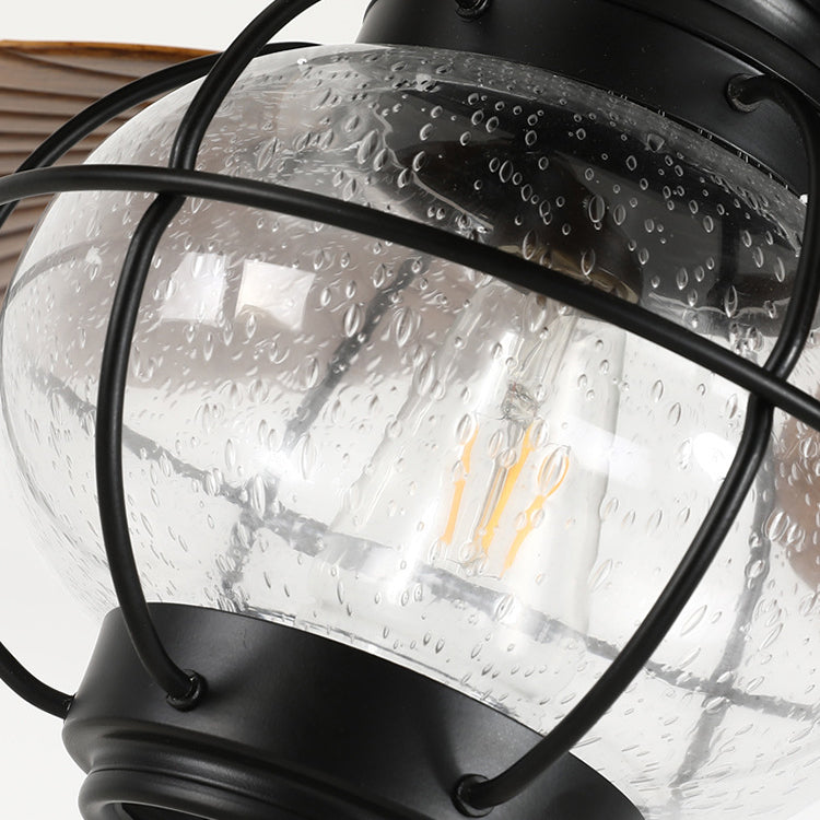 مروحة سقف تقليدية ريفية على شكل موزة مصنوعة من الحديد والزجاج وقضيب إضاءة واحد للفناء الخارجي