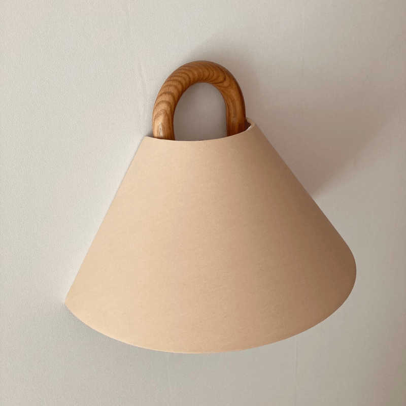 Modern Original Solid Wood Pleated Semi-Circle 1-Light Wall Sconce Lamp