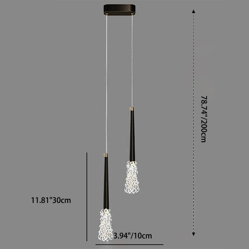 Modern Copper Clear Glass Tapered 1/2 Light Pendant Light