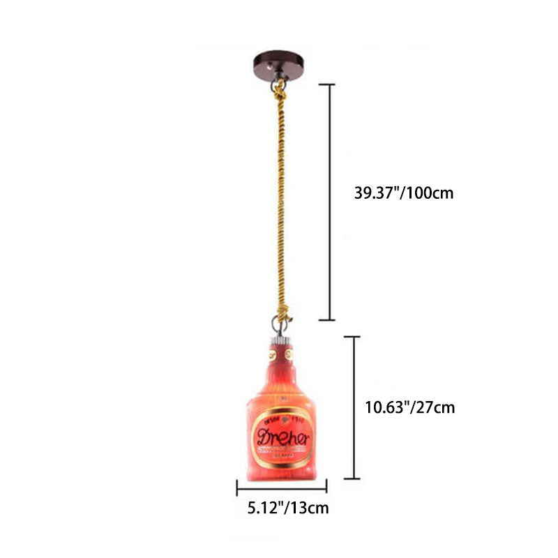 Contemporary Industrial Colorful Bottle Resin 1-Light Pendant Light