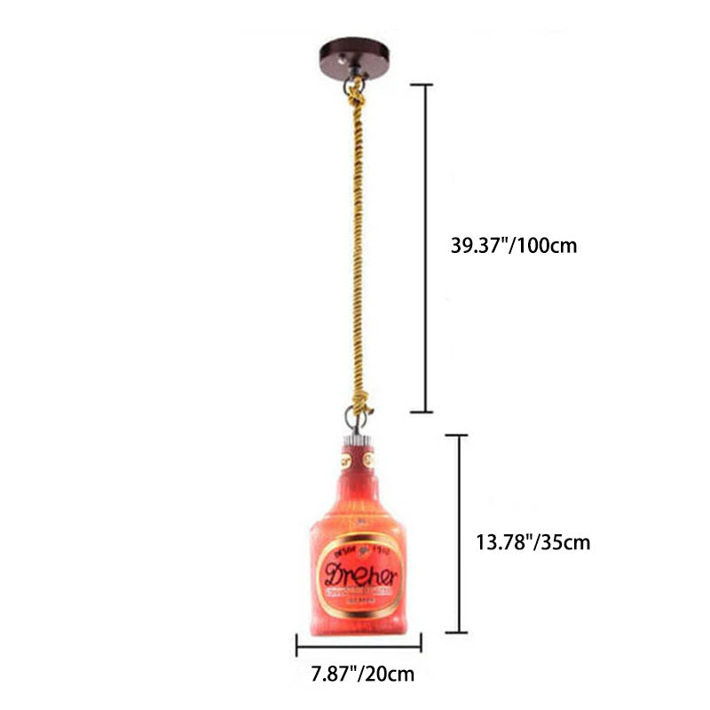 Contemporary Industrial Colorful Bottle Resin 1-Light Pendant Light