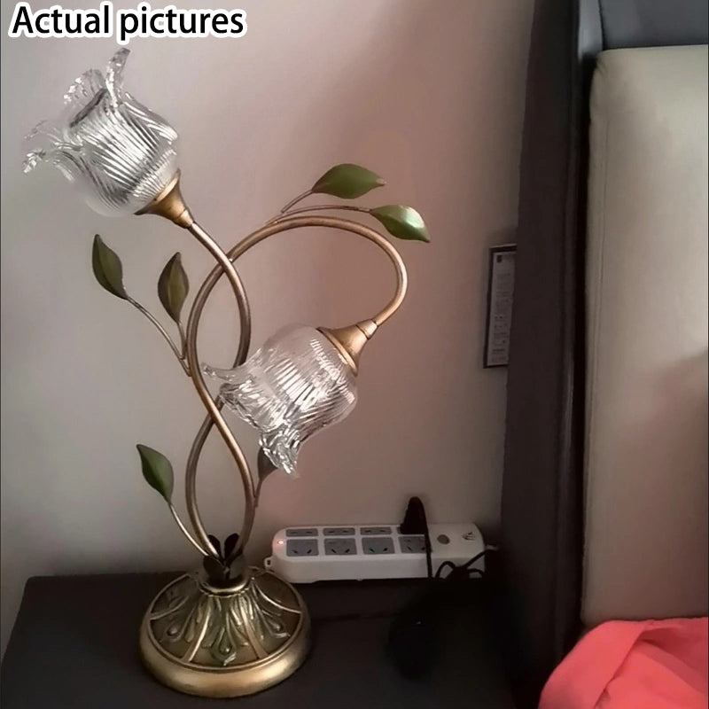 Modern Art Deco Flower Branch Leaf 1/2 Light Table Lamp For Bedroom