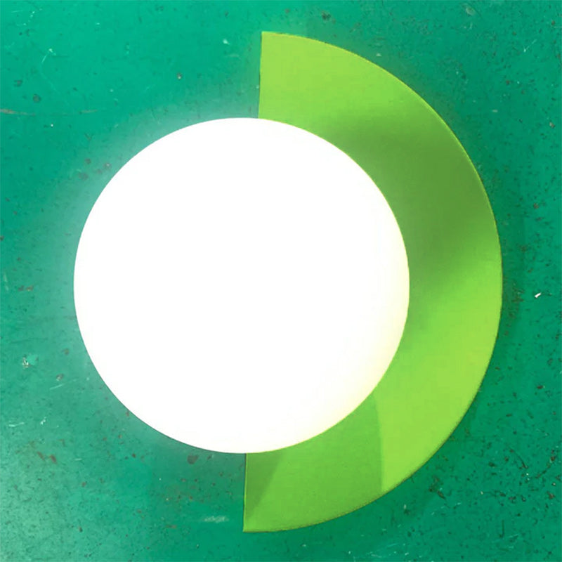 Modern Minimalist Glass Spherical Colorful Semicircle Design 1-Light Wall Sconce Lamp