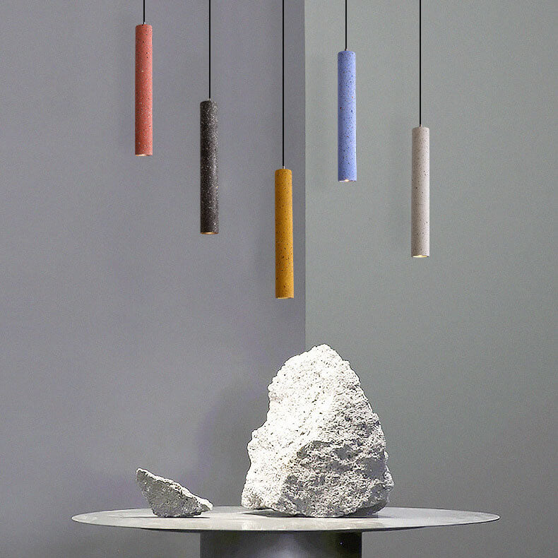 Nordic Colorful Terrazzo Cylindrical Shape LED Pendant Light