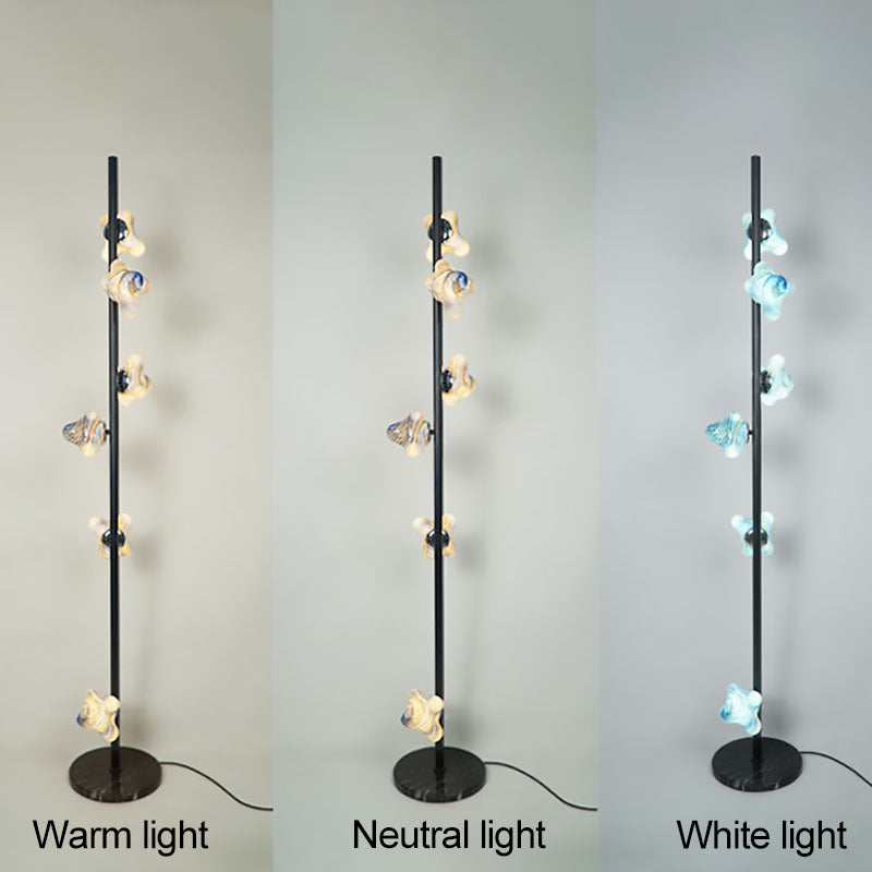 Contemporary Creative Starfish Glass Lampshade Iron Base 3/6 - Light Standing Floor Lamp For Living Room