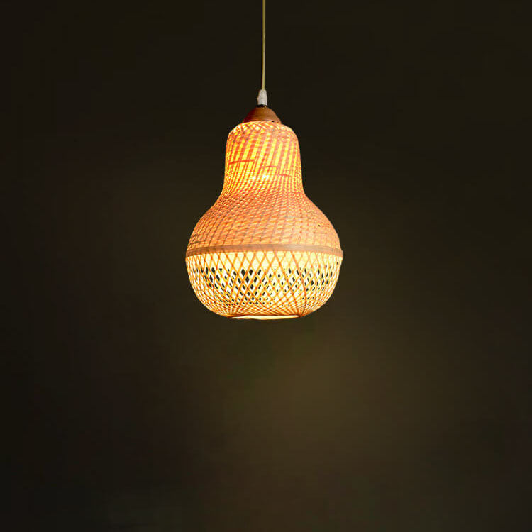 Creative Bamboo Weaving Gourd Shape 1-Light Pendant Light – Bulbboss