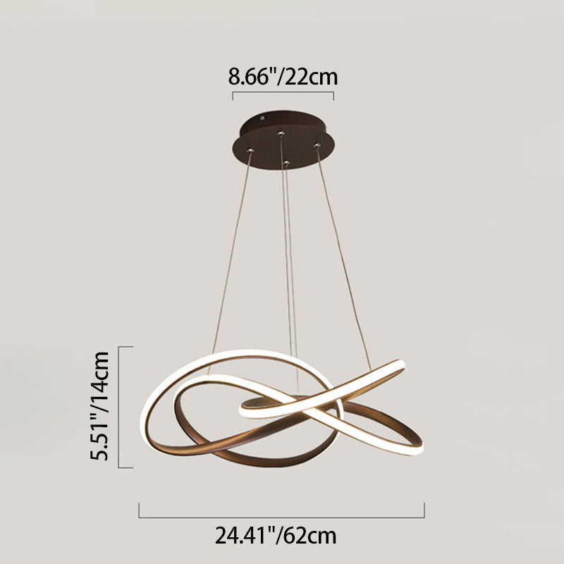 ثريا LED من الألومنيوم والأكريليك بتصميم منحنى فني شمالي