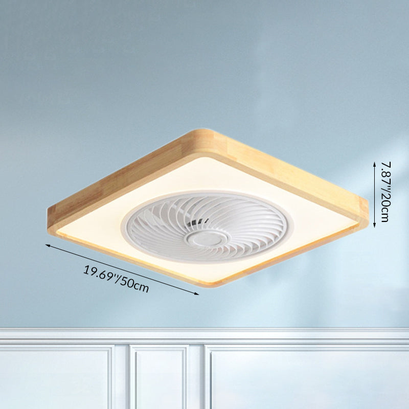 Modern Minimalist Wood Geometric LED Semi-Flush Mount Ceiling Fan Light