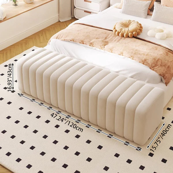 Contemporary Nordic Wood And Velvet Rectangular Bench Chair For Entryway Bedroom Living Room