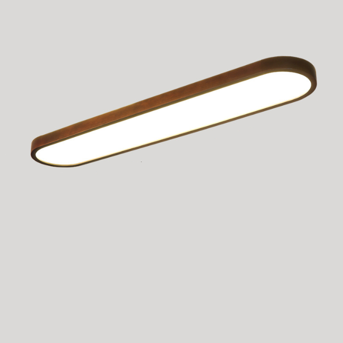 مصباح سقف LED بيضاوي الشكل بتصميم عصري بسيط من خشب المطاط والأكريليك لغرفة النوم وغرفة المعيشة