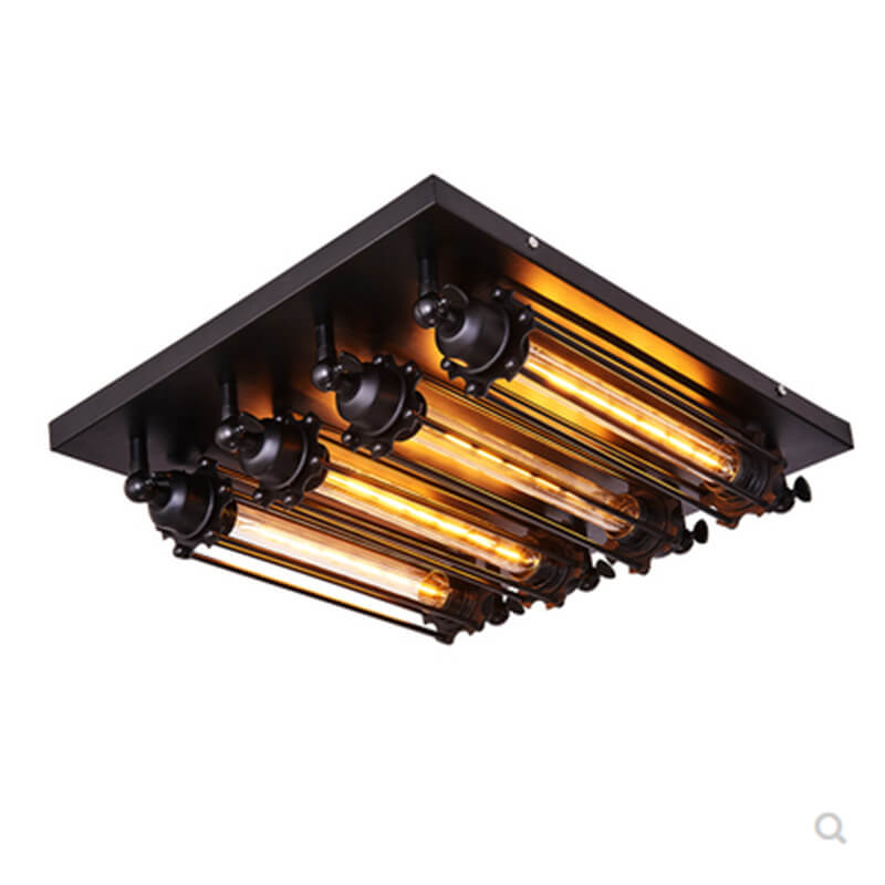 Industrial Tube 4-Light Flute Flush Mount Lighting