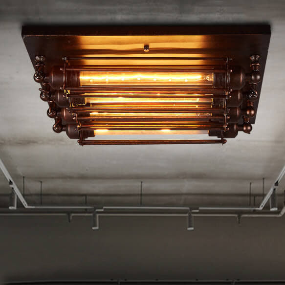 Industrial Tube 4-Light Flute Flush Mount Lighting