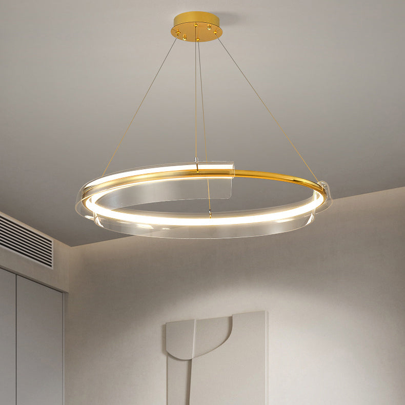 ثريا LED معاصرة من الألومنيوم والأكريليك بتصميم دائري دائري لغرفة المعيشة