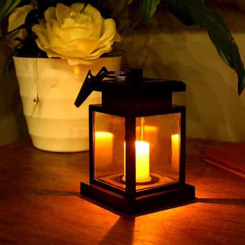 Solar Retro Candle Lantern LED Outdoor Hanging Light