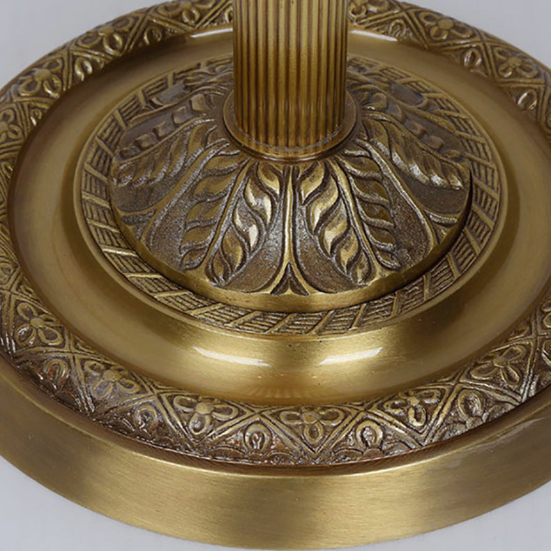 Traditional Tiffany Brass Shell Dome Rose Dragonfly 3-Light Standing Floor Lamp For Living Room