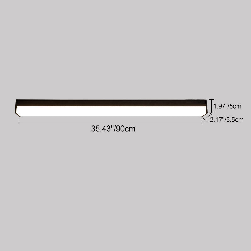 Modern Minimalist Long Rectangle Aluminum PC LED Flush Mount Ceiling Light For Outdoor Patio