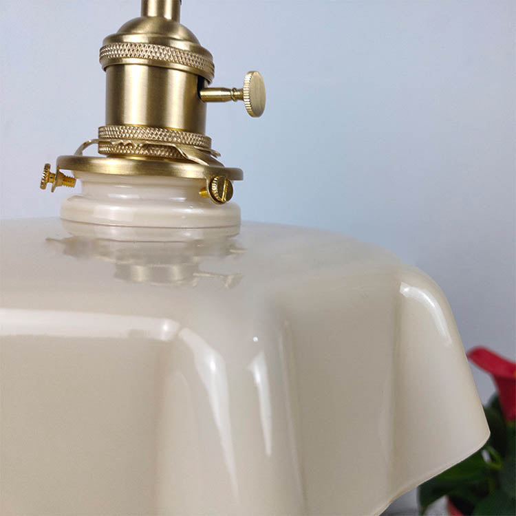 مصباح معلق تقليدي ياباني من الزجاج الكريمي بتلات، مزود بمصباح واحد، لغرفة الطعام