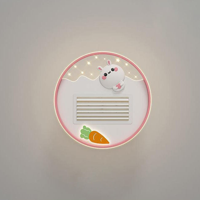 Contemporary Creative Acrylic Astronaut Moon LED Kids Flush Mount Ceiling Invisible Bladeless Fan Light For Bedroom