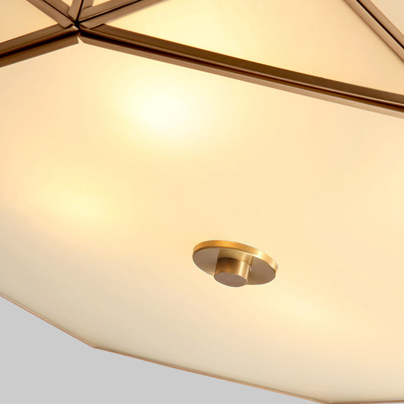 Contemporary Retro Brass Glass Octagon Geometric Line 3/4/6 Light Flush Mount Ceiling Light For Living Room