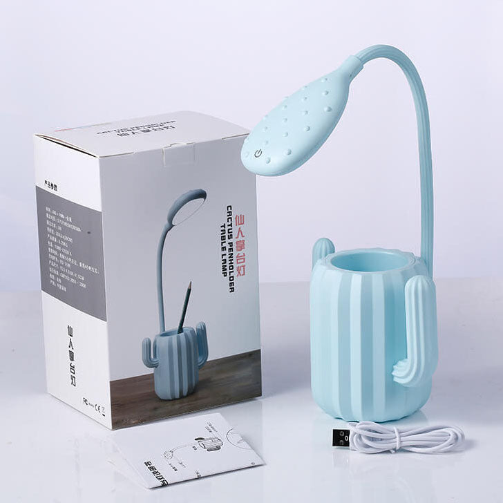 Modern Children's Plastic Cactus Pencil Eye Protection USB LED Table Lamp