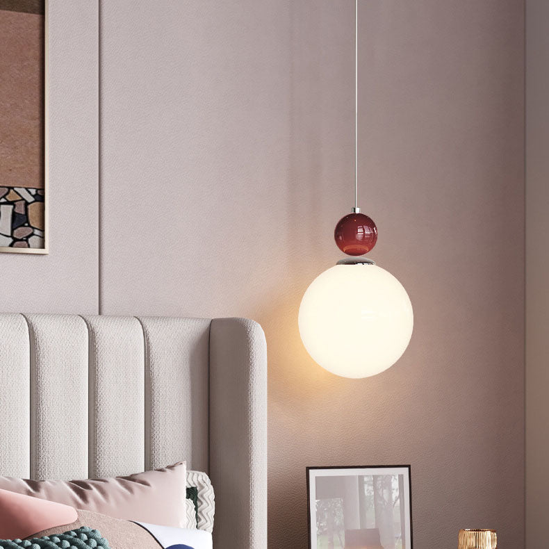 Modern Simplicity Iron Glass Long Line Flower Ball 1-Light Pendant Light For Bedroom