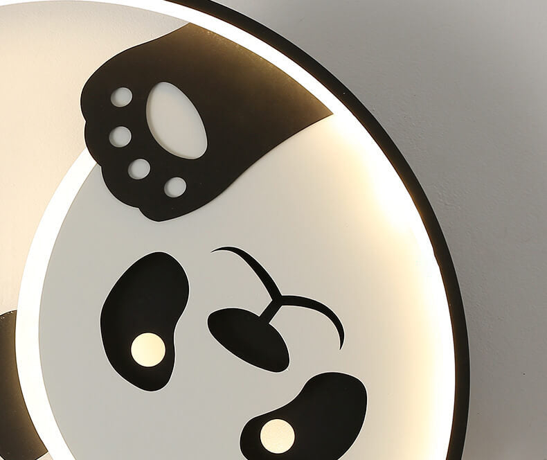 Cartoon Cute Panda Round LED Flush Mount Ceiling Light