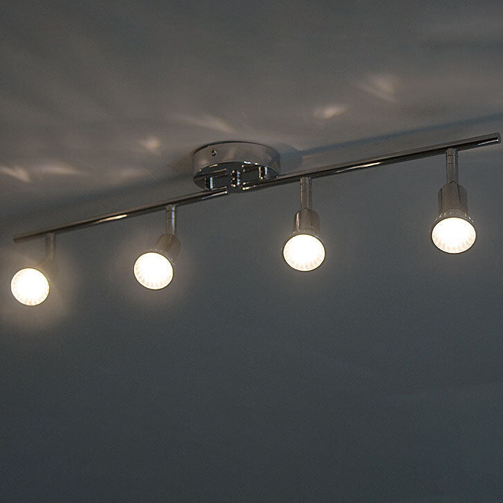 Modern Pure Chrome Metal 4-Light Spotlight Flush Mount Light