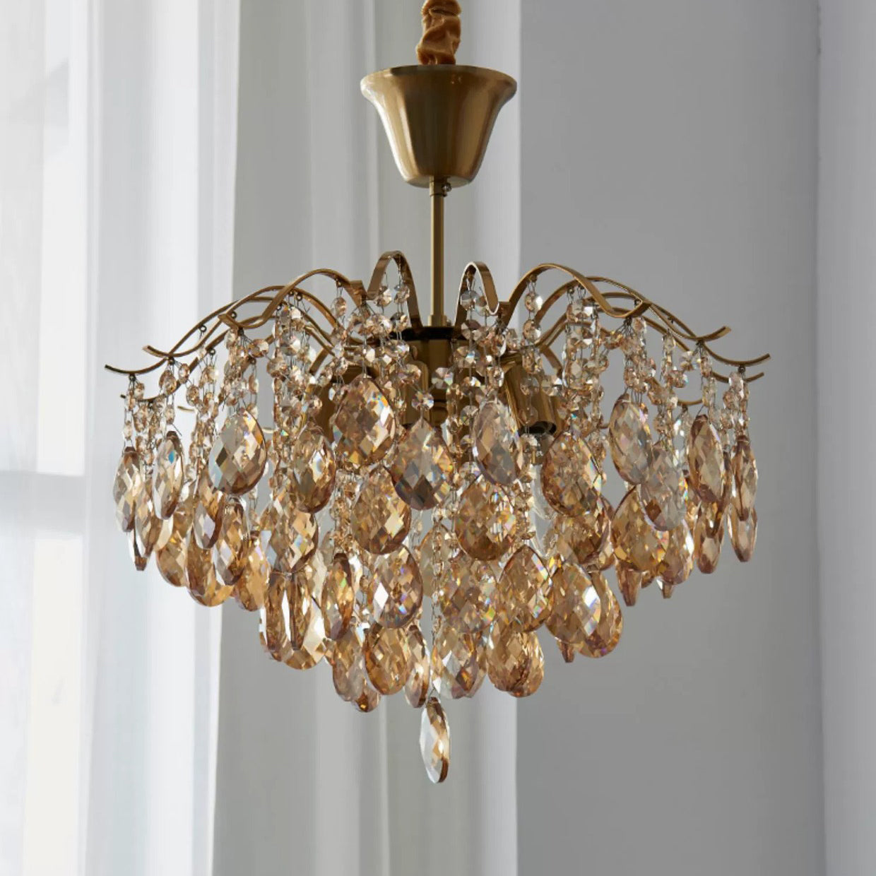Contemporary Scandinavian Branch Crystal Iron 6/10/11/14 Light Chandelier For Bedroom