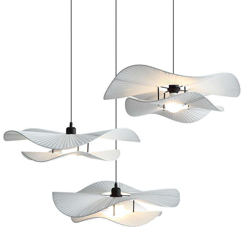 Minimalist Fabric 1-Light White Ruffle Pendant Light