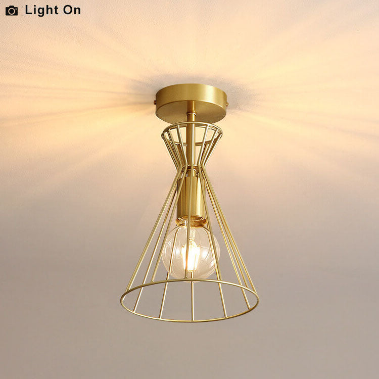 Simple 1-Light Bell Shaped Semi-Flush Mount Lighting