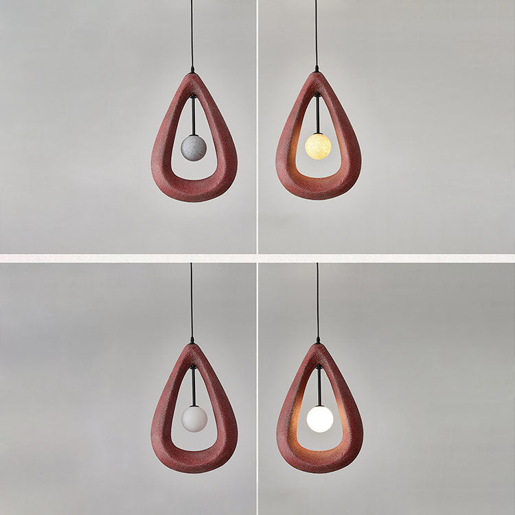 Contemporary Creative Teardrop Orb Iron Resin 1-Light Pendant Light For Dining Room