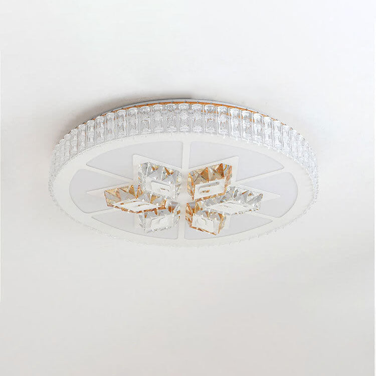 Modern Minimalist Round Acrylic Crystal LED Flush Mount Lighting