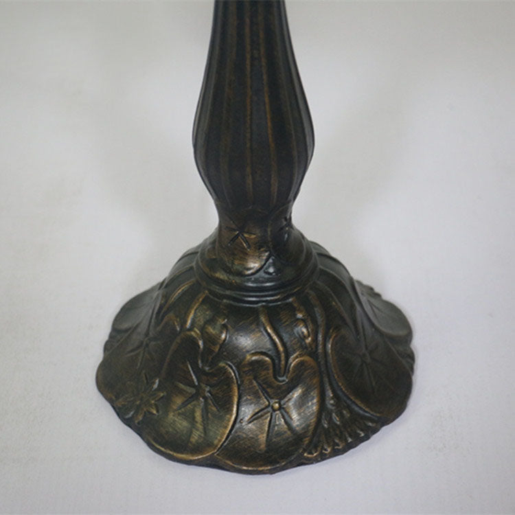 Traditional Tiffany Resin Zinc Alloy Glass Dome Bead 1-Light Table Lamp For Bedside