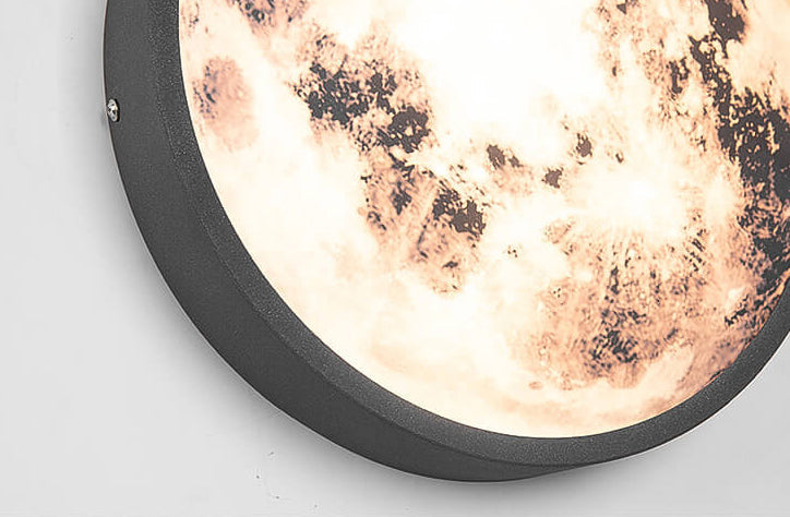Modern Outdoor Moon Round Waterproof Wall Sconce Lamp