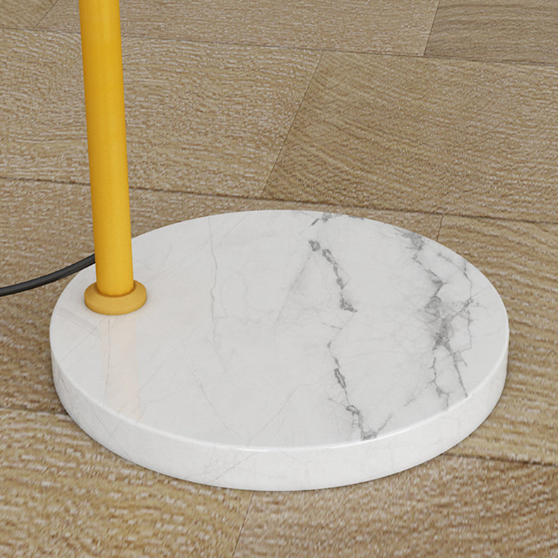 Traditional Vintage Moonlight Glass Ball Shade Marble Base 1-Light Standing Floor Lamp For Study