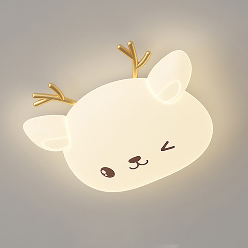 Modern Simplicity Kids Iron PE Deer Elliptical LED Flush Mount Ceiling Light For Bedroom