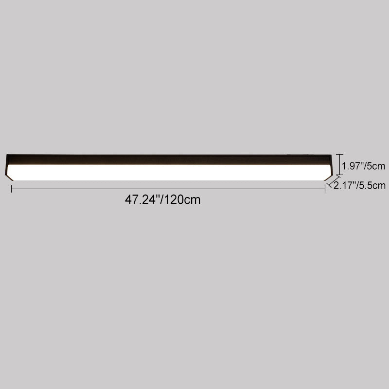 Modern Minimalist Long Rectangle Aluminum PC LED Flush Mount Ceiling Light For Outdoor Patio