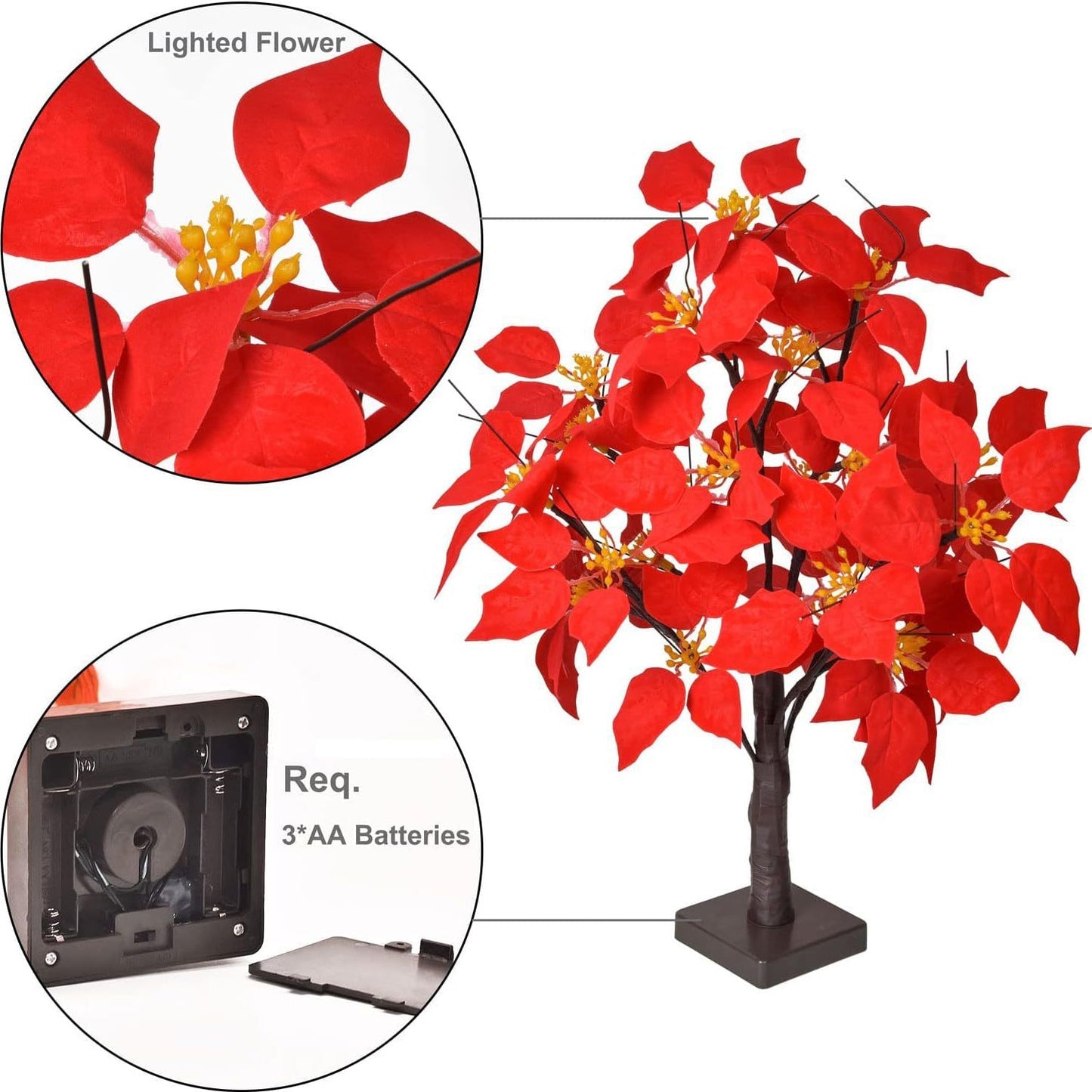 Modern Art Deco Fabric Artificial Maple Leaf Tree LED Table Lamp For Bedroom