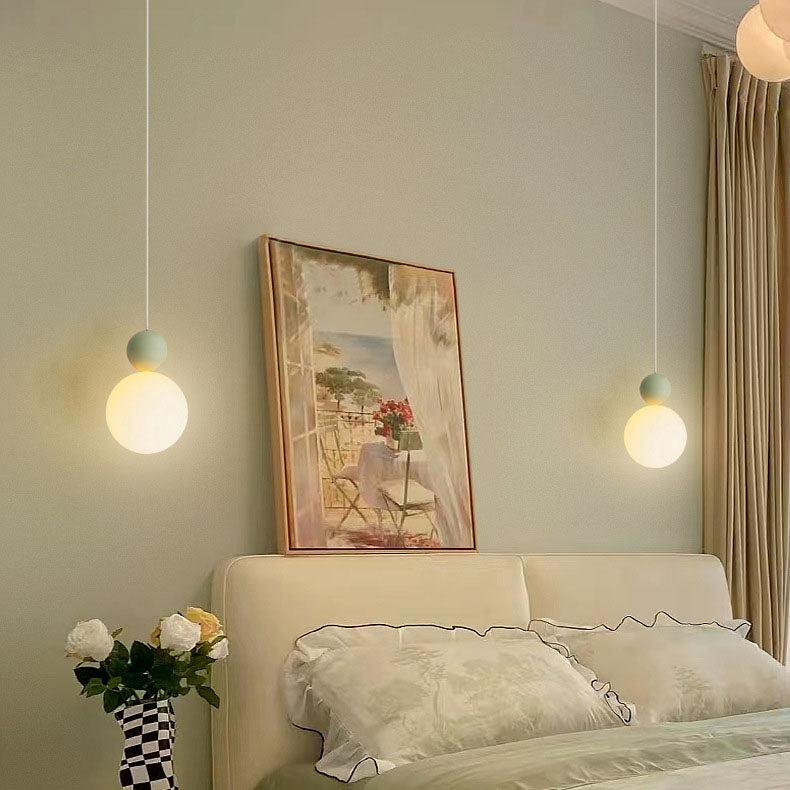 Contemporary Nordic PE Globe Ball Iron 1-Light Pendant Light For Bedroom