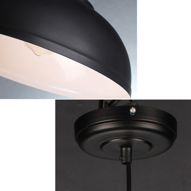 Industrial Simple Dome Round Pot Lid Iron 1-Light Pendant Light