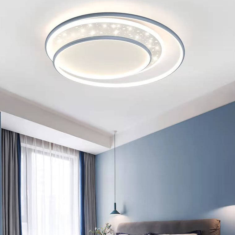 Modern Creative Children's Round Star Aluminum Acrylic LED Flush Mount Lighting