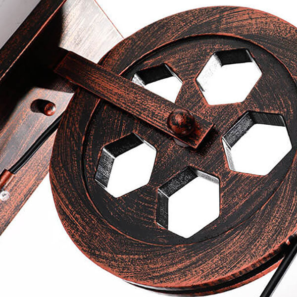 مصباح حائطي عتيق مصنوع من الحديد الصناعي مزود بقفص بكرة مزود بإضاءة واحدة