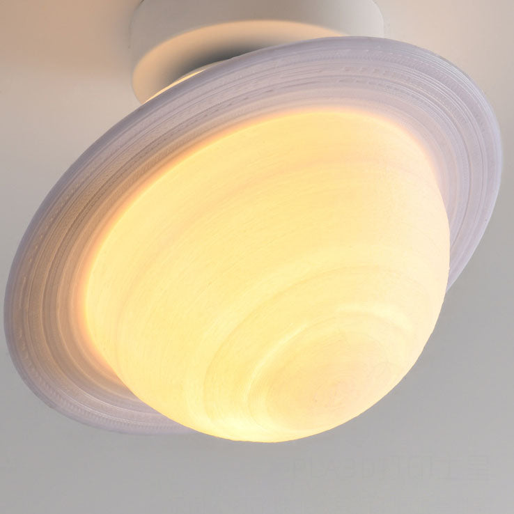 Nordic Creative Moon Planet Iron Art 1-Light Semi-Flush Mount Light