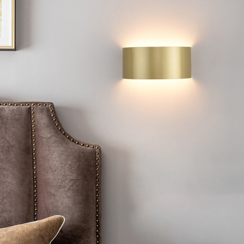Modern Minimalist Half Round Iron LED Wall Sconce Lamp For Living Room