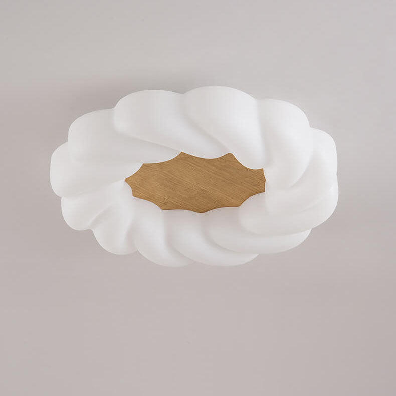 Nordic Creative Petals PE Wood Grain LED Flush Mount Ceiling Light