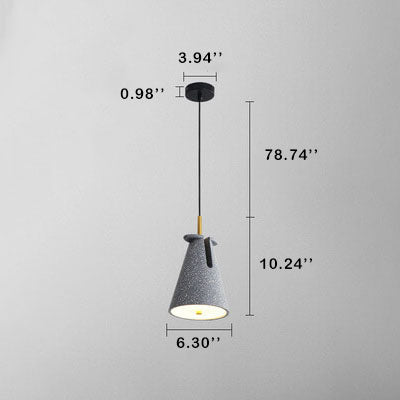 Modern Colorful Resin Terrazzo Cone 1-Light Rotatable Pendant Light