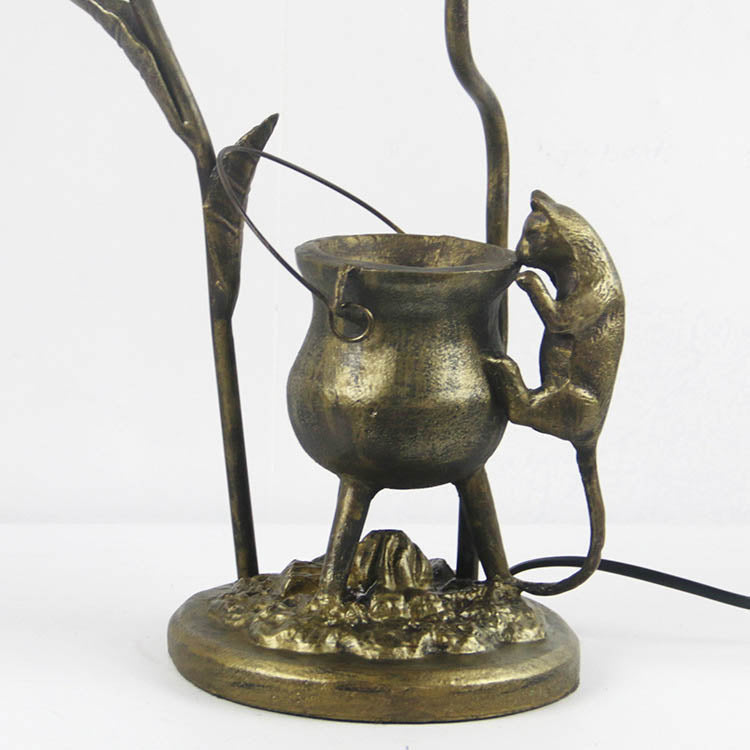 Traditional Tiffany Mouse Flower Resin Stained Glass 1-Light Table Lamp For Bedroom